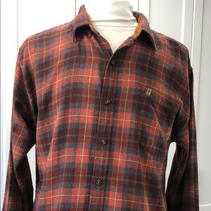 IZOD Men’s Plaid Flannel Shirt | XXL | Cherrywood | Long Sleeve Button-Up